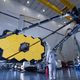 A view of the fully deployed secondary mirror during testing.